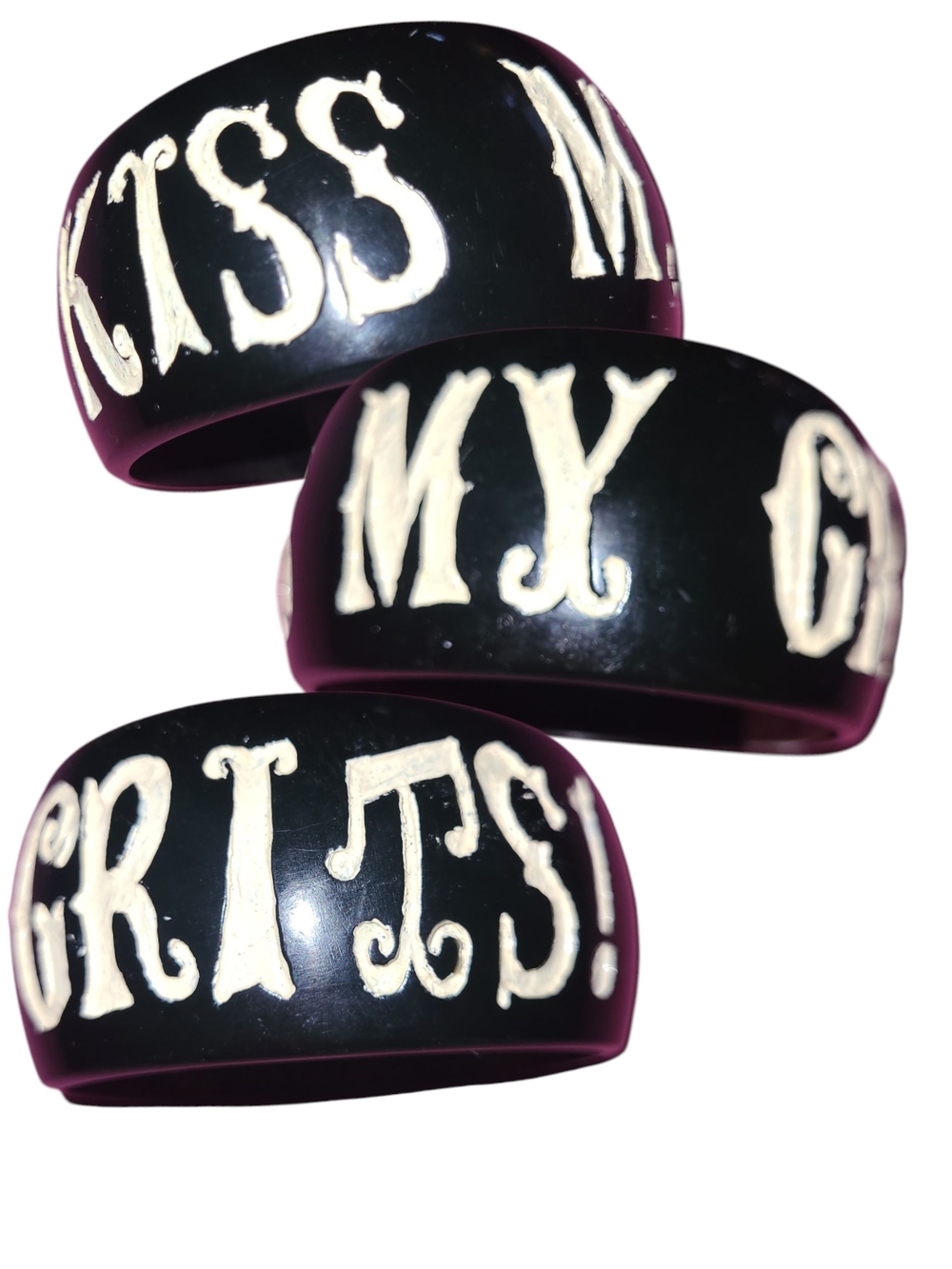 JKC Jessica Kagan Cushman 'Kiss My Grits' Black Statement Bangle Bracelet